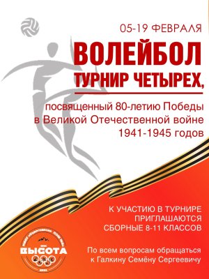 Волейбол. Турнир 4-х, посвященный 80-летию Победы  в Великой Отечественной войне 1941-1945 годов